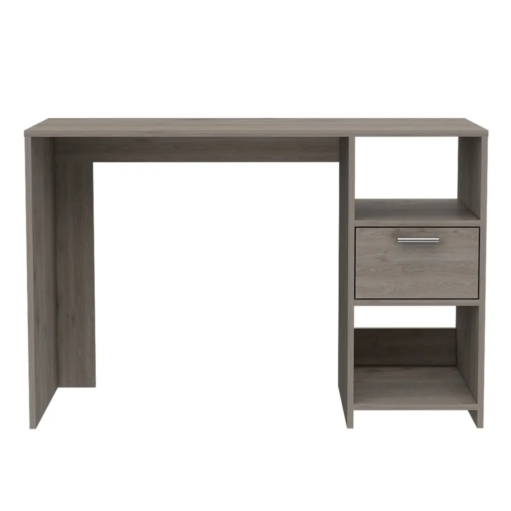 Omma Computer Desk One Drawer Two Shelves Grey Computer Desk Stationery tuhome