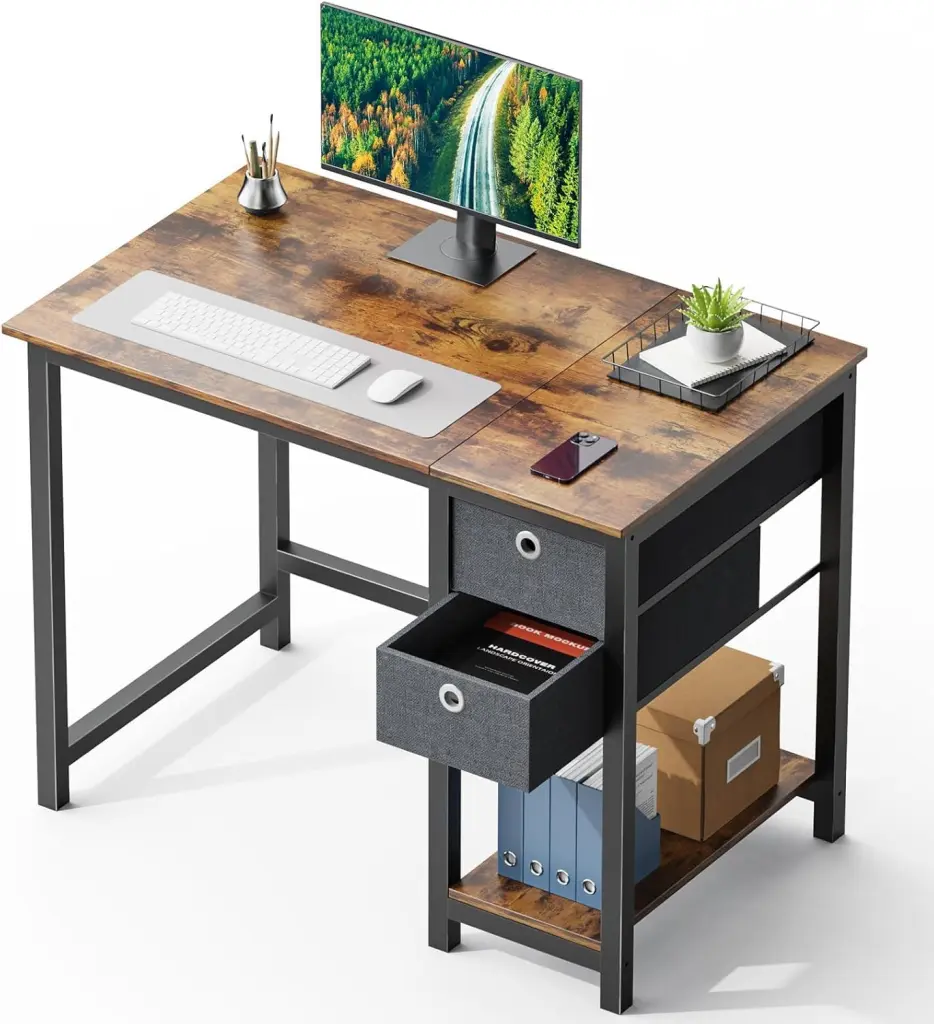 40 Inch Computer Desk Drawers Stationery Writing Work Kids Study Desk 2 Tier w1134dhs