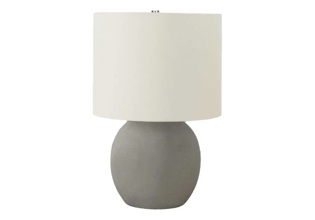 20 Inch Grey Concrete Table Lamp Ivory Cream Shade Contemporary Lighting 8th street living