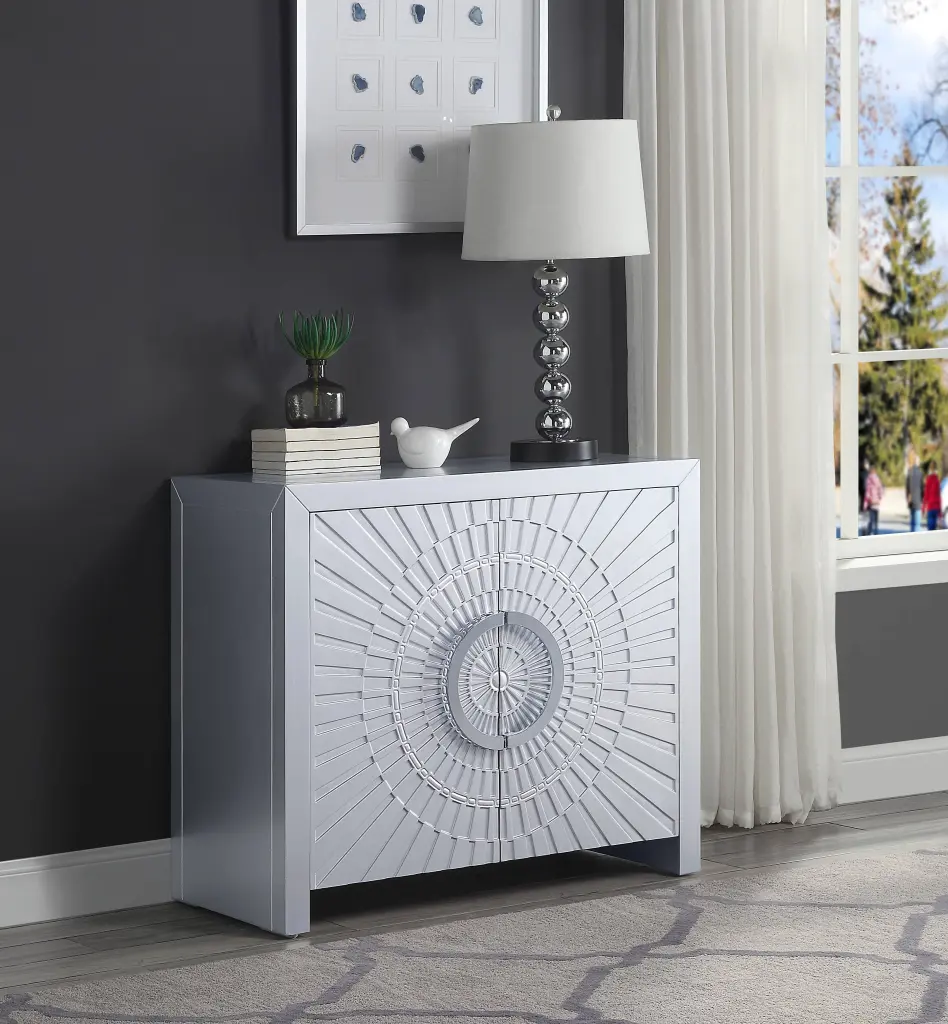 Platinum 2 Door Console Cabinet Freestanding 2 Shelves Grey furniture max