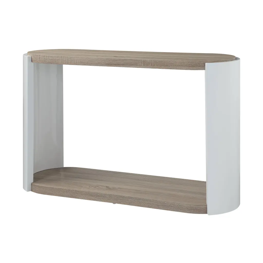 Zoma Sofa Table White High Gloss Oak Finish LV02416 MDF Console Table acme onsite store
