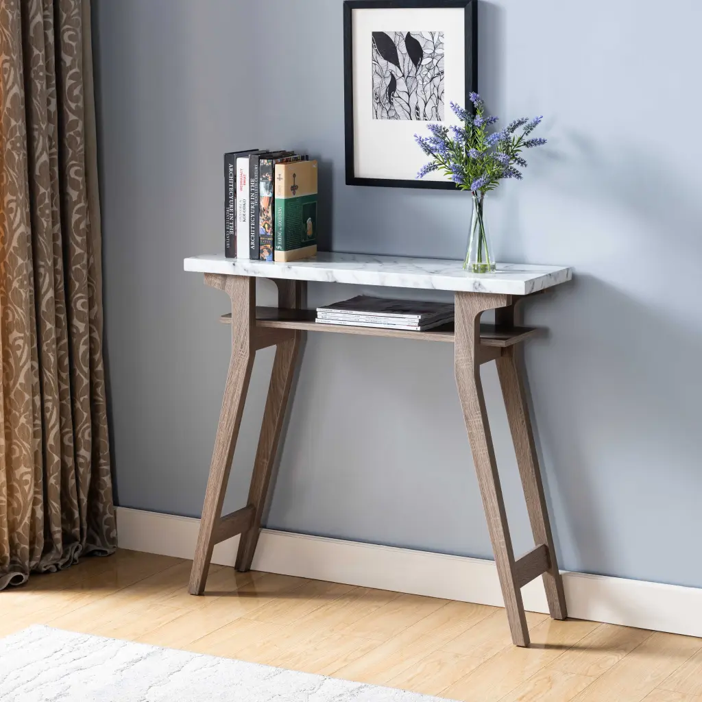 Faux Marble Top Console Table, Entryway Table Shelf Home Decor id international- inc.