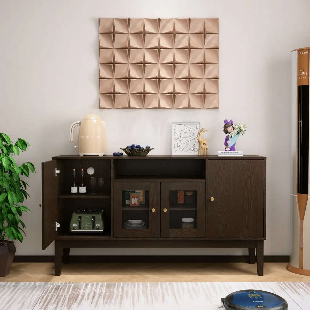 Sideboard Buffet Console Table Customizable Shelves Living Room Storage jaydenmax