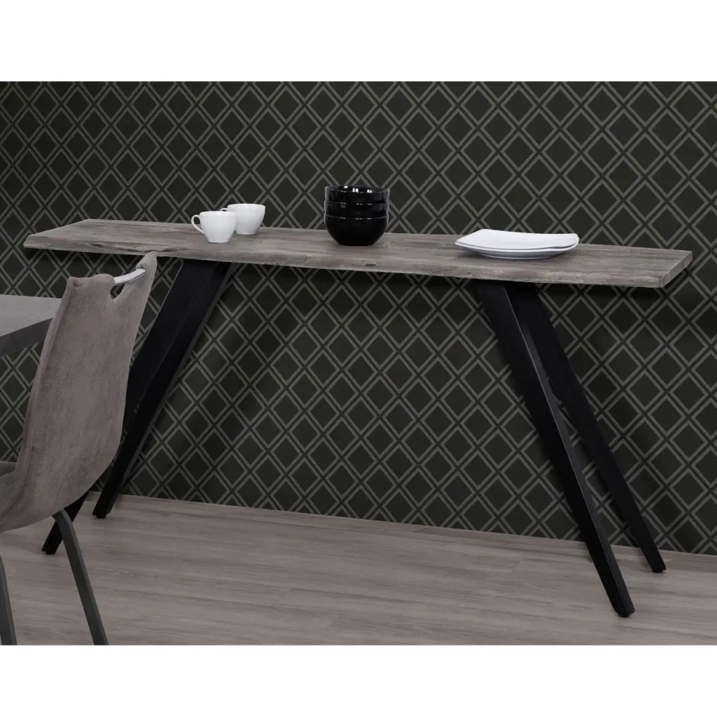 Industrial Style 60 Inch Acacia Timber and Metallic Console Table Live Edge kanepe