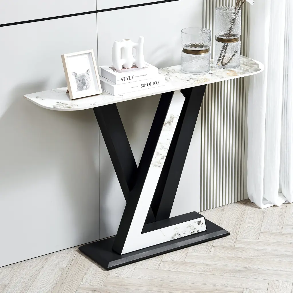 47.2 Inch Modern Console Table Exquisite Design and Sturdy Metallic Frame Living Room modasi