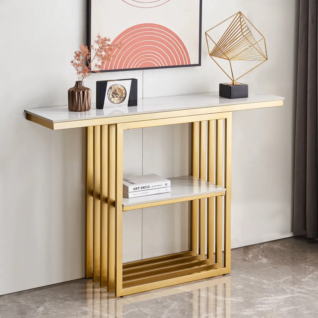 Modern Console Table Metal Frame Customizable Foot Pads Entryway modasi
