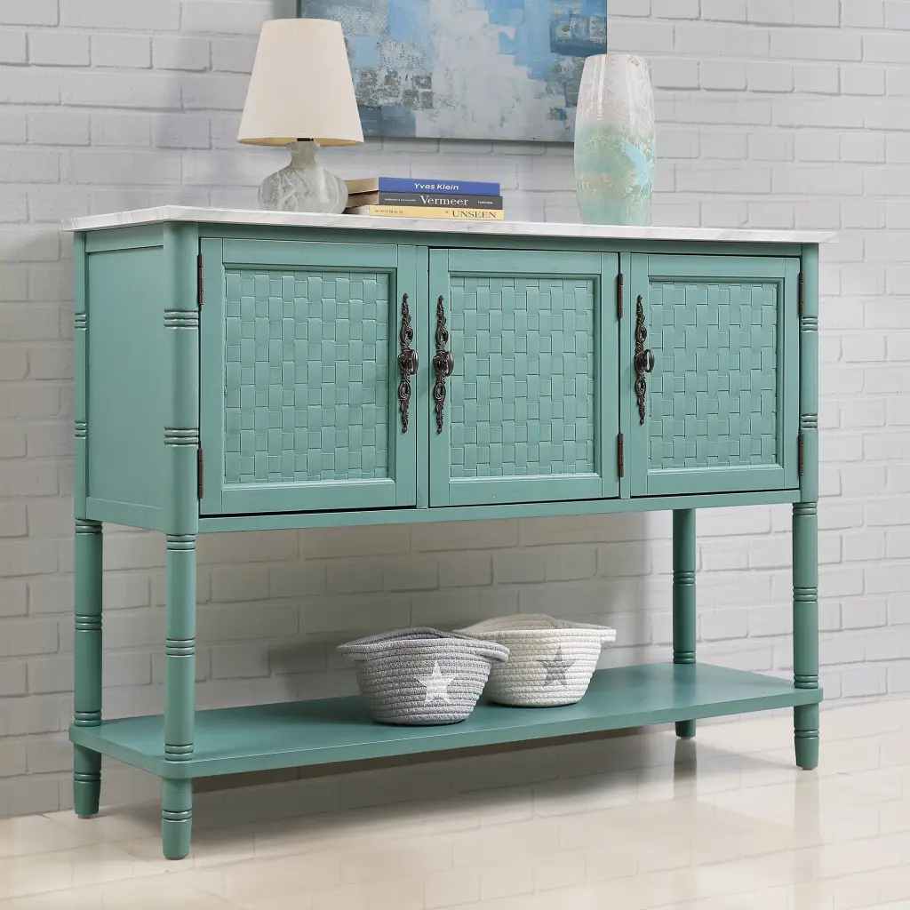 Entryway Table Artificial Stone Look 47'' Farmhouse Style Console Table power growth furniture