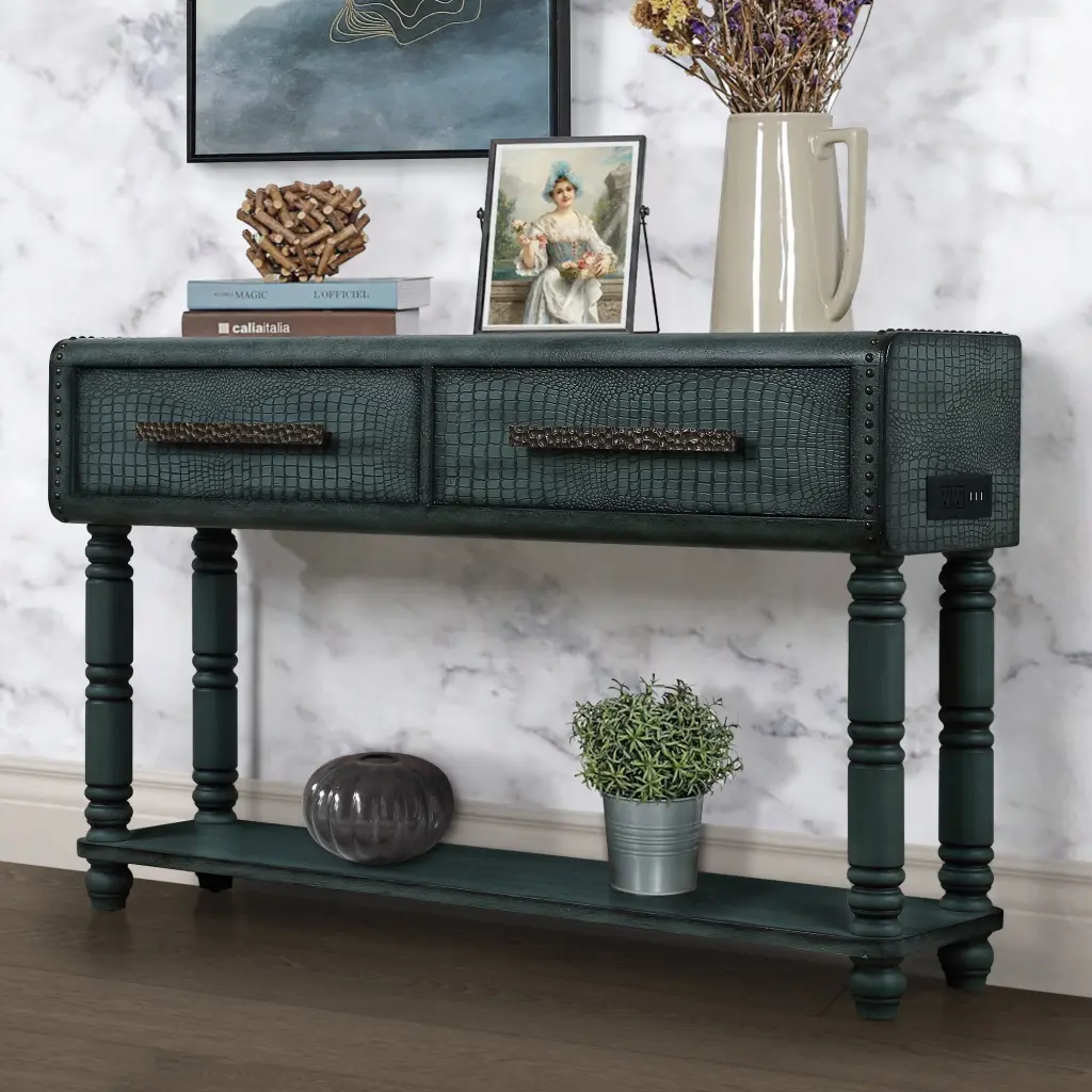 Premium Retro Sofa Table Outlets 54 Inch Pine Timber Console Table power growth furniture