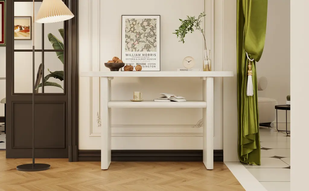 Elegant Minimalist Console Table Rounded Edges And Sturdy Shelf rnb