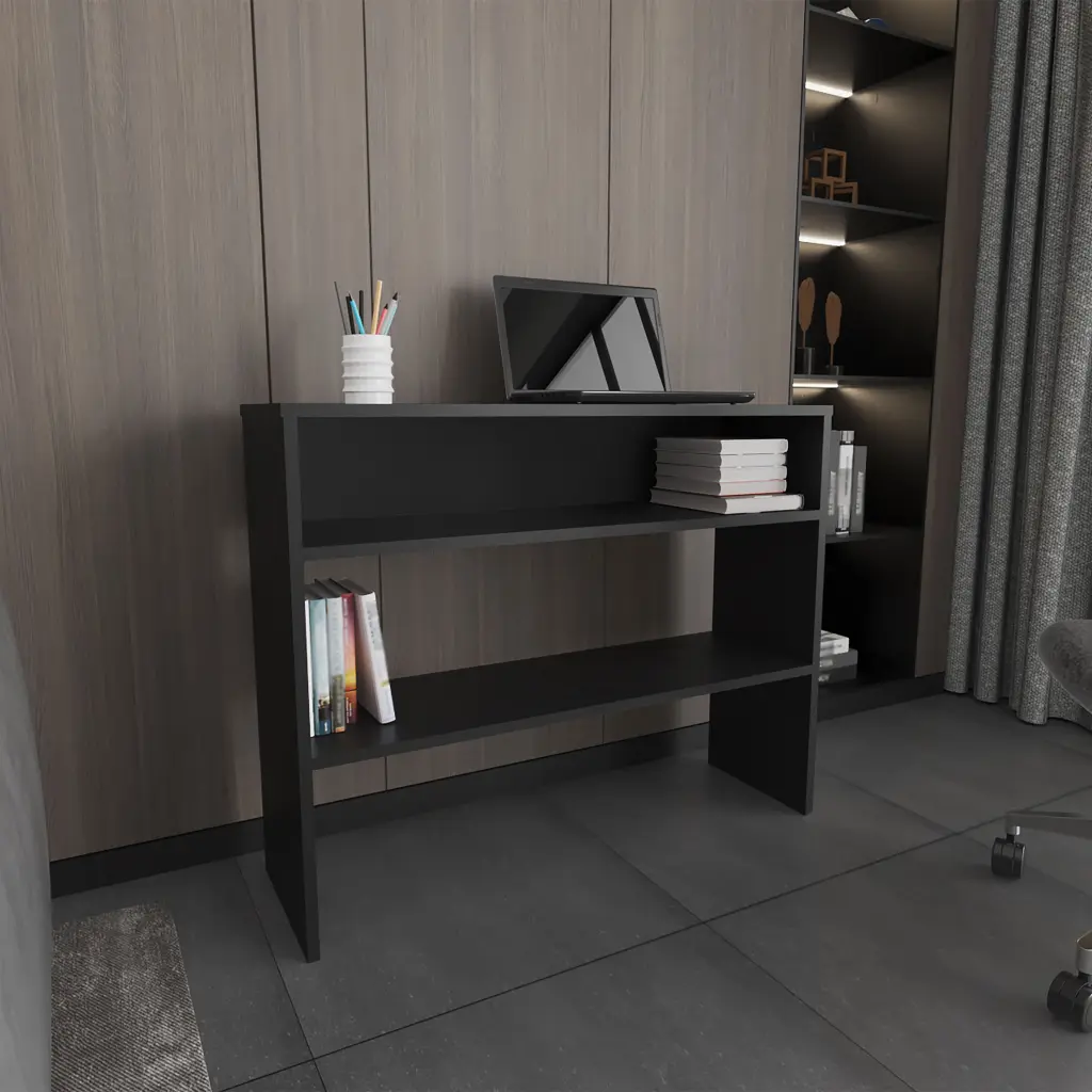 39 Inch Wide 2 Tier Narrow Console Table Black Entryway Shelf rta muebles colombia