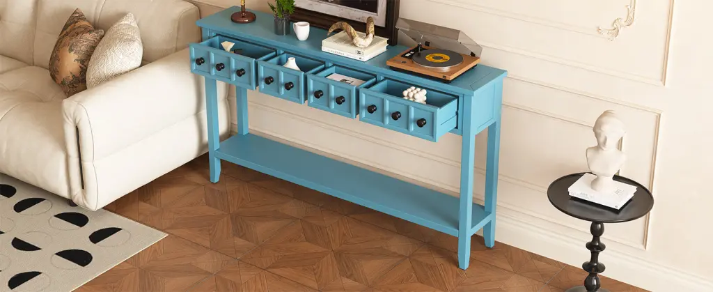 Rustic Entryway Console Table 60 Long Sofa Table Two Different Storage Options trexm