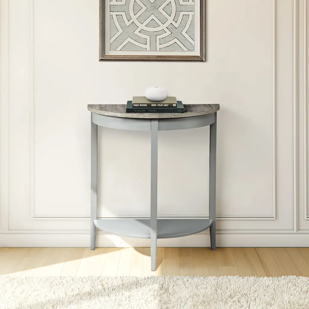 Justino Natural Oak & Gray Finish Console Table Gray Oak Synthetic Wood urban nest