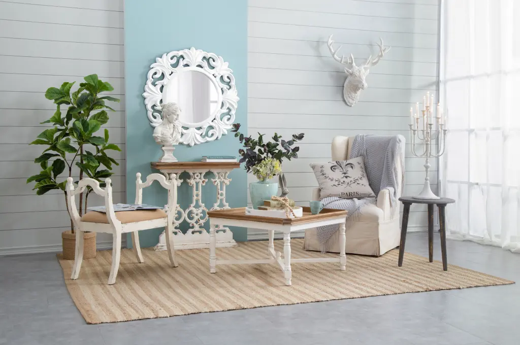 32 x 12 x 32 Classic Vintage White Wash Console Table Brown Wood w2078