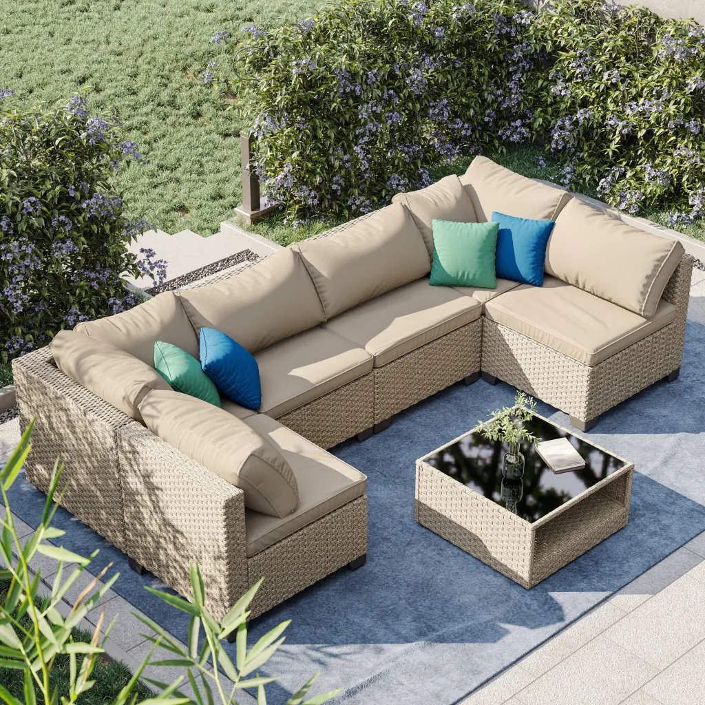 8 Piece Patio Set All Weather Boho Outdoor Conversation Set bg outdoor