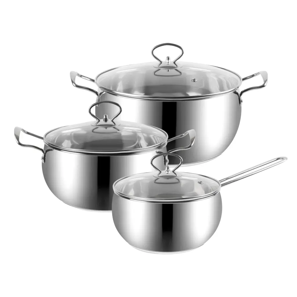 Polished Stainless Steel 6 Piece Kitchenware Set Mirror Sleek Interior w1134dhs