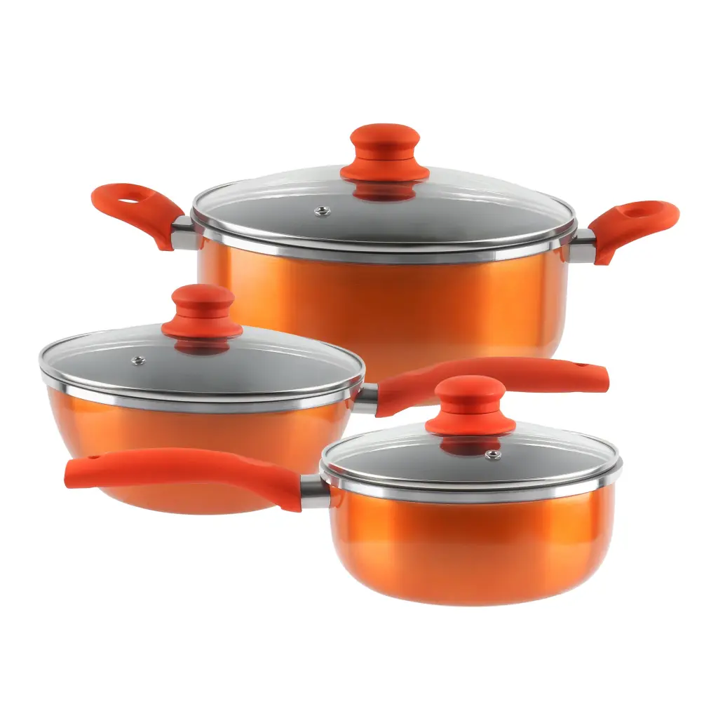 Stainless Steel 6 Piece Kitchenware Set Mirror Sleek Induction Bottom w1134dhs