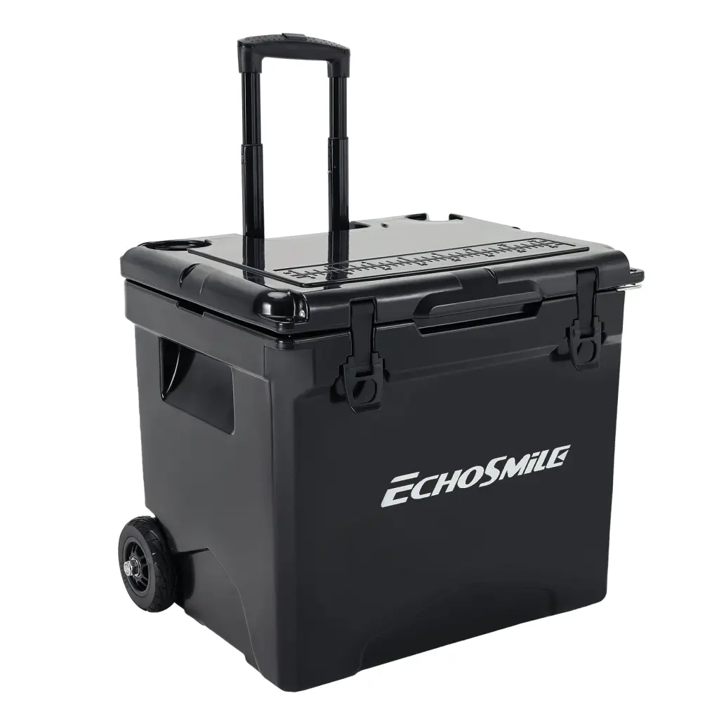 45Qt Black Insulated Box Wheels and Trolley Outdoor Use rigmore