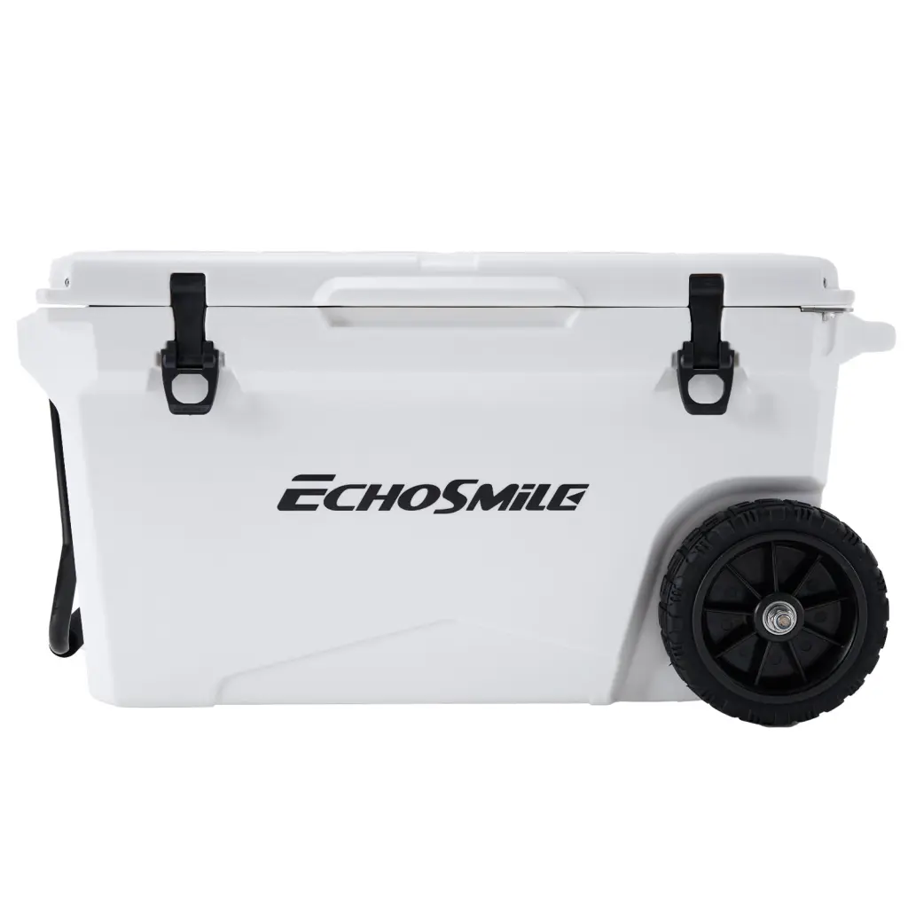 75Qt White Insulated Box Wheels, White Polyethylene Cooler rigmore