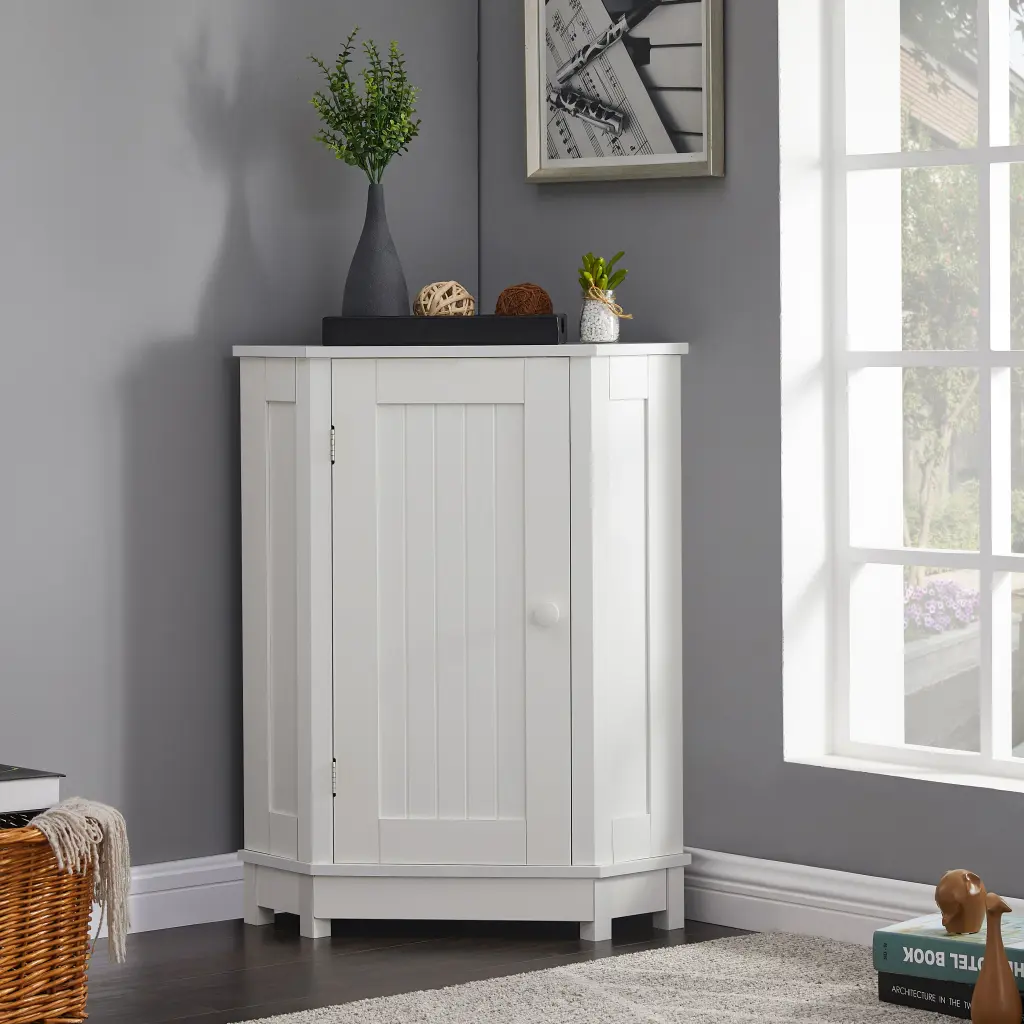 White Bathroom Cabinet Triangle Corner Storage Cabinet Customizable Shelves rnb