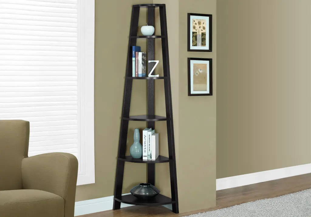 5 Tier 72 Inch Corner Bookcase Etagere Publicationshelf Bedroom b2710
