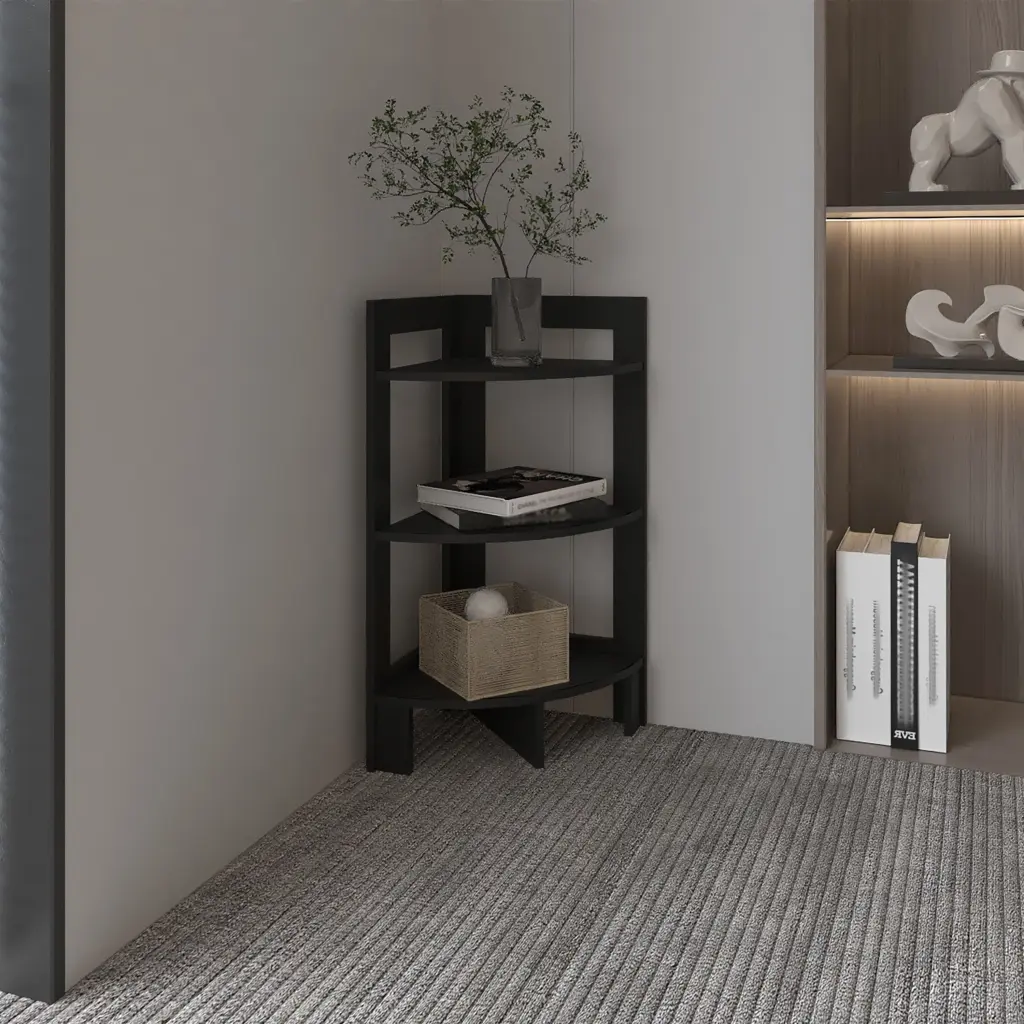 Riga Corner 3 Tier Shelf Side Table 31.7 Inch High Sofa Table End Table Storage tuhome
