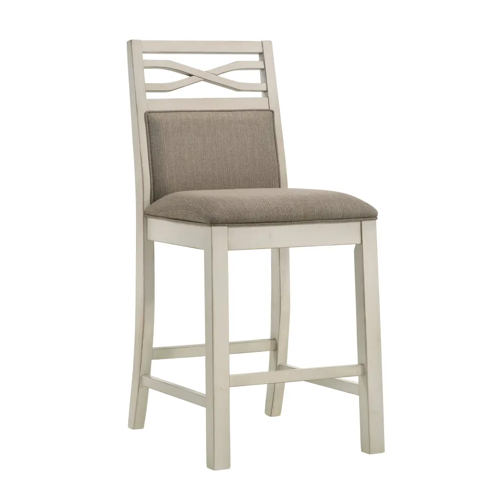Counter Height Chairs Set 2 Gray Finish Casual Country Style Fabric kanepe