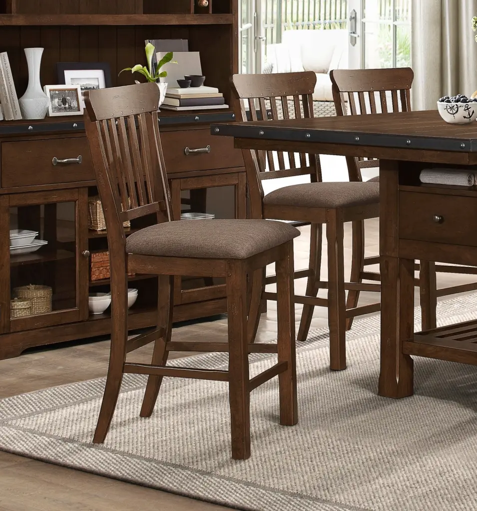 Dark Brown Finish Counter Height Chairs Set 2 Timberen Dining kanepe