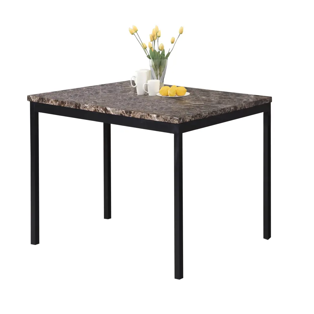 Citico Metallic Counter Height Dining Table Laminated Faux Stone Top hz
