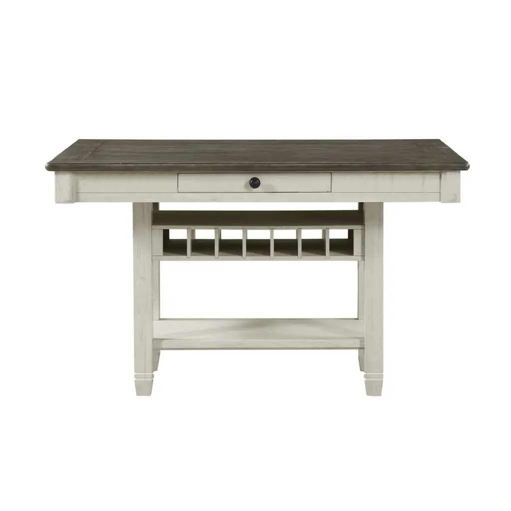 Antique White Counter Height Table Storage Drawers Rosy Brown Finish kanepe
