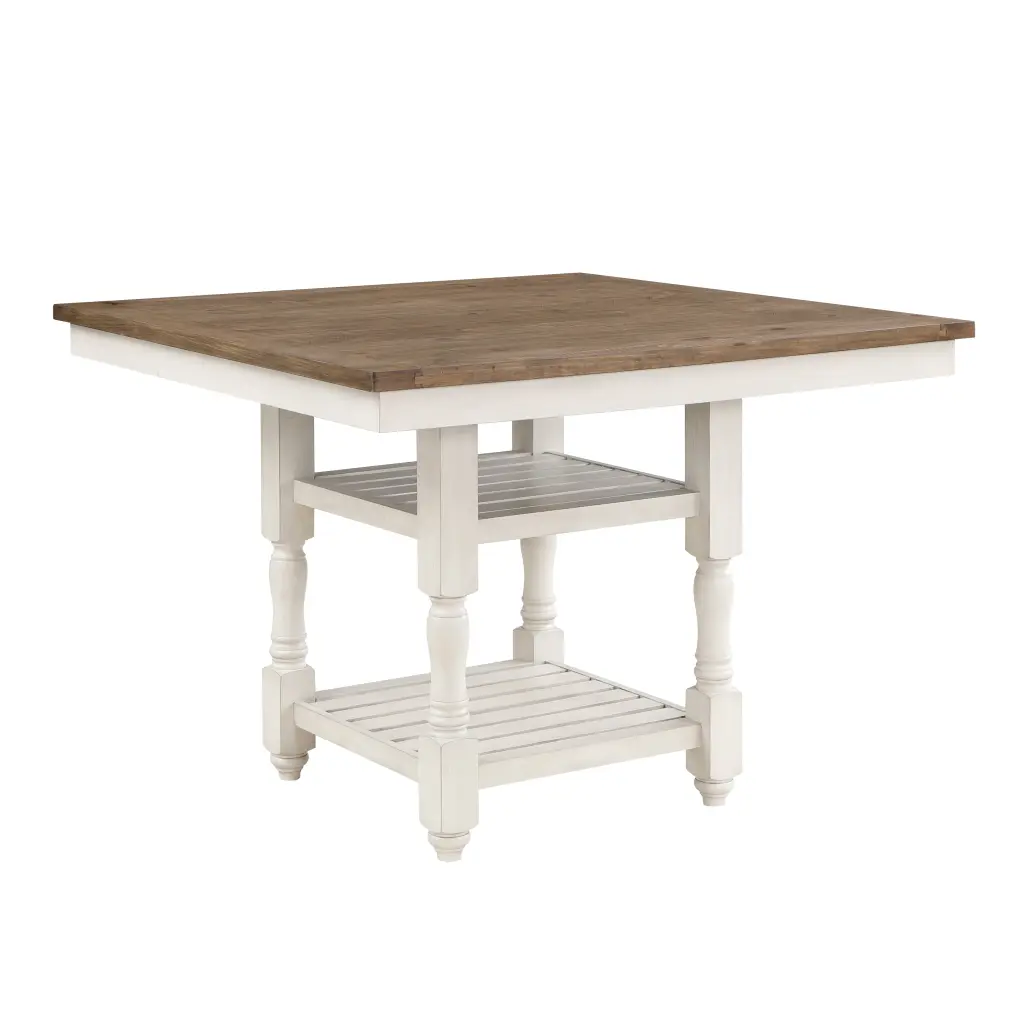 Antique White Finish and Brown Counter Height Table Bottom Storage kanepe