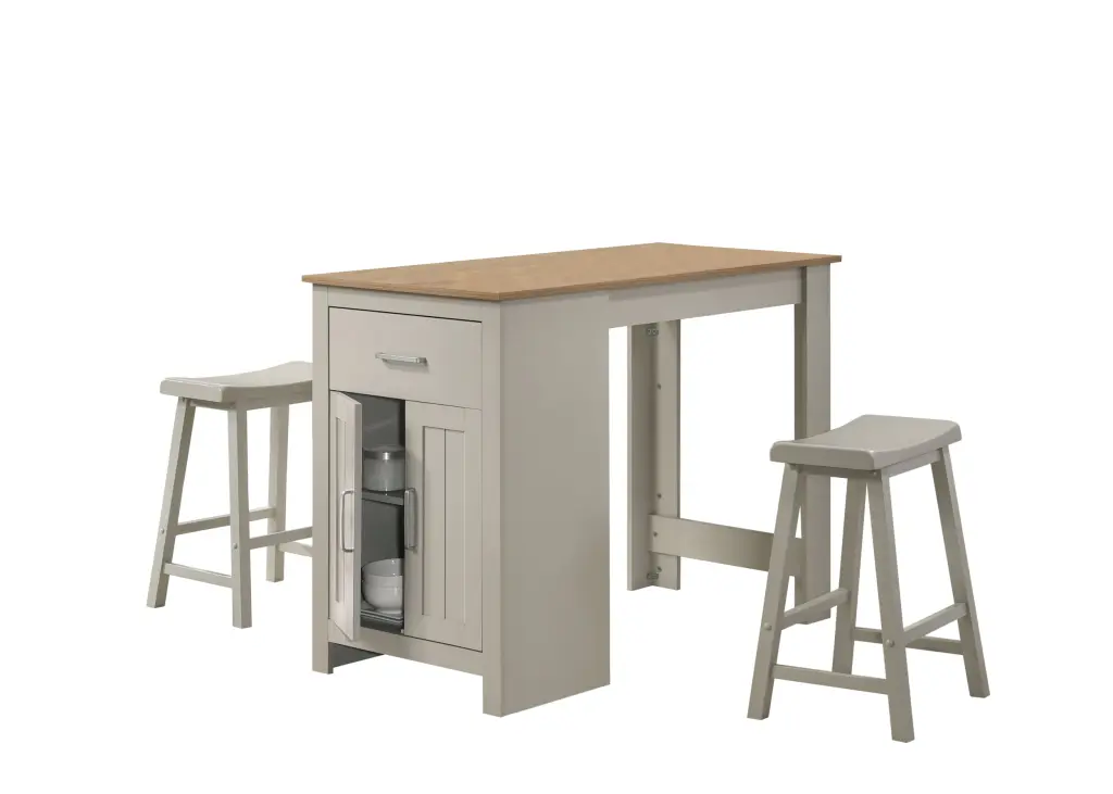 Alonzo 47 Inch Light Gray Small Space Counter Height Dining Table Cabinet lilola home