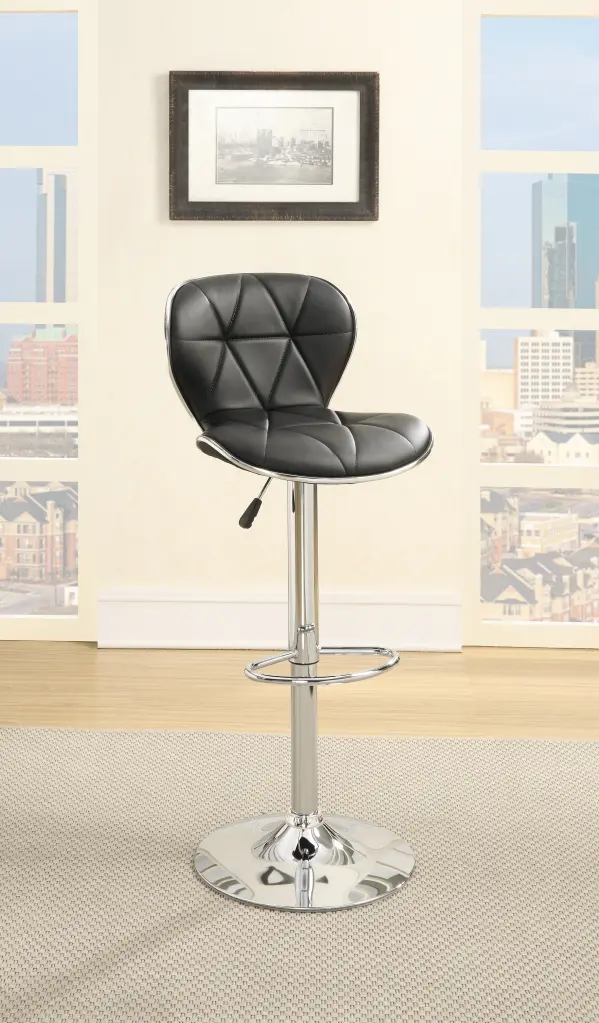 Black Faux Leather Counter Height Stools Set 2 Customizable Height kanepe