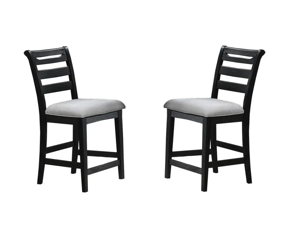 Modern 2 Piece Counter Height Dining Chairs Black Ladder Back Frame kanepe