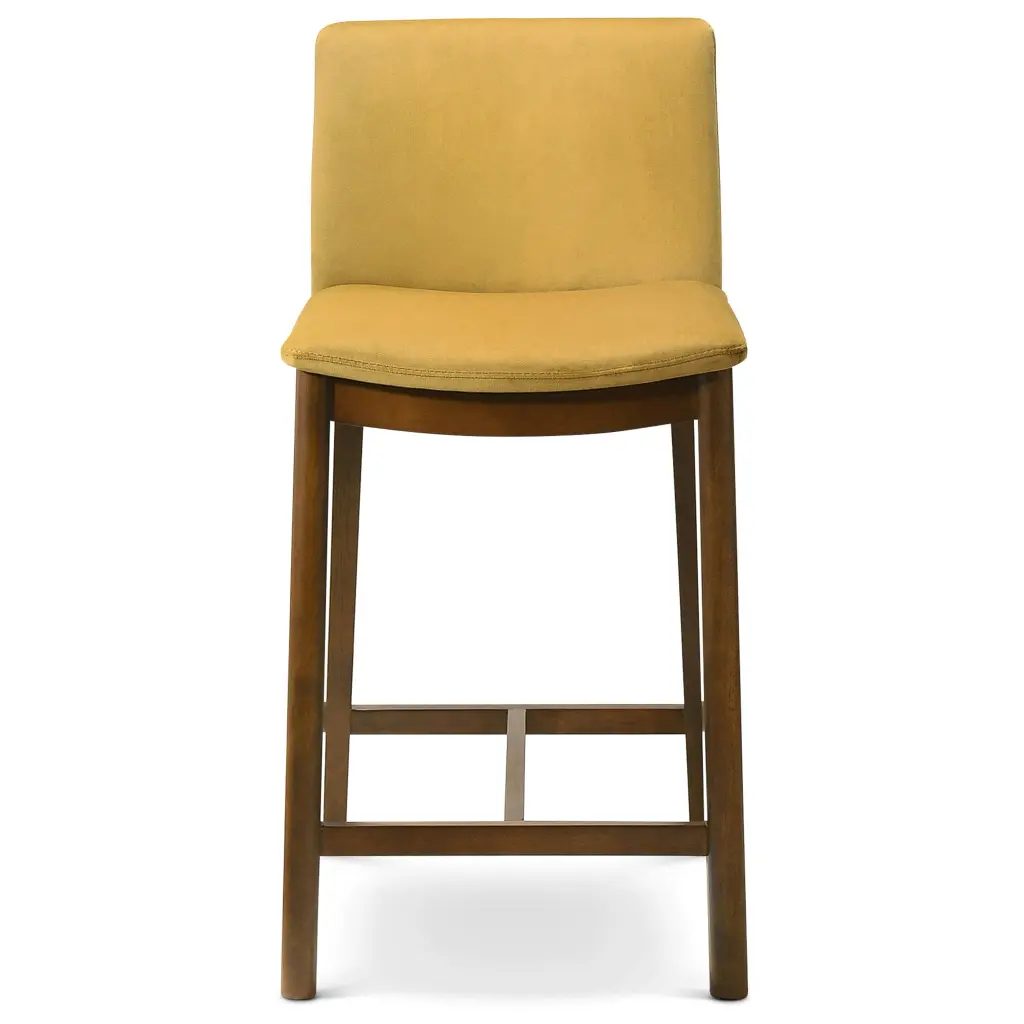 Shannon Counter Chair Dark Yellow Velvet Wood Solid Brown ashcroft furniture