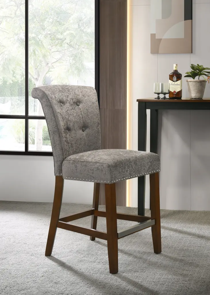 Auggie 20.5 Inch Gray Counter Height Chair Trim Gray Material lilola home