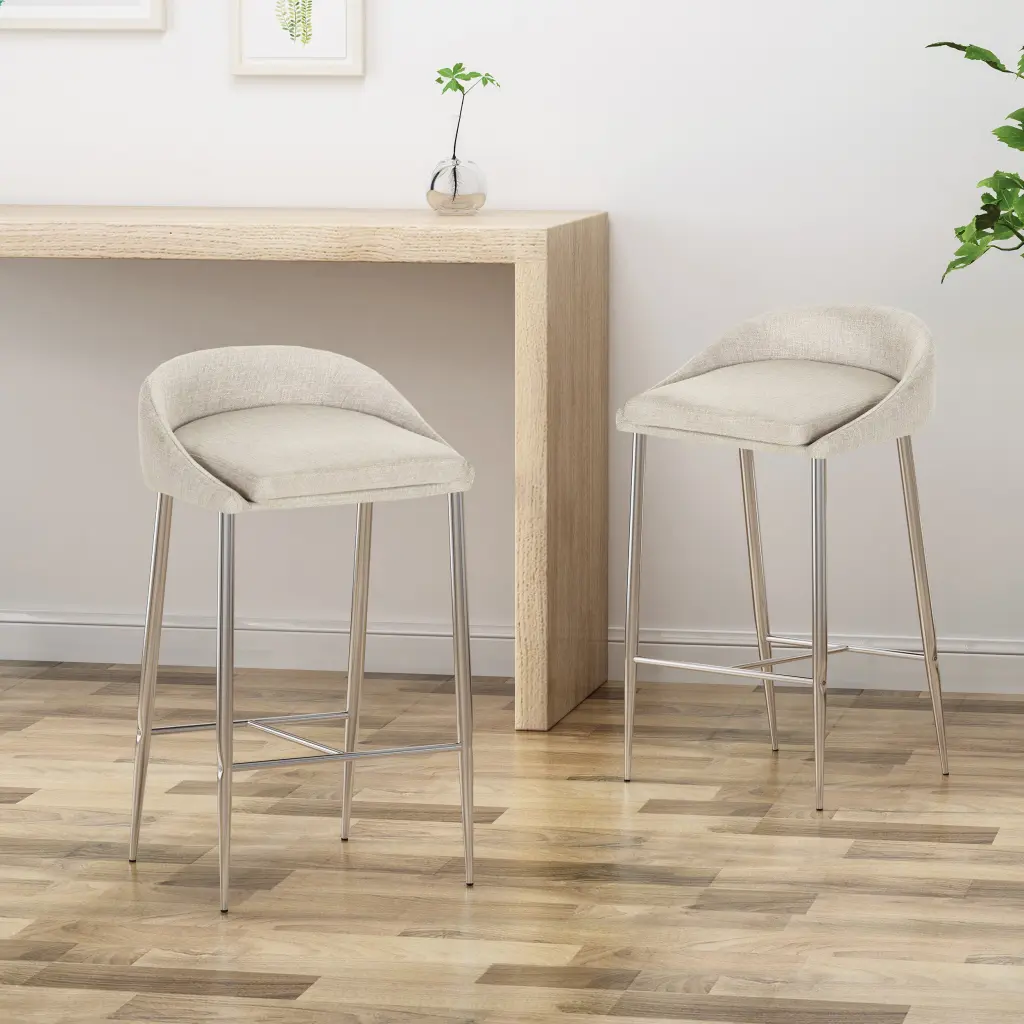 Counter Stool 2Pcs Set Beige Material Modern Kitchen Stools nh-comfortcove