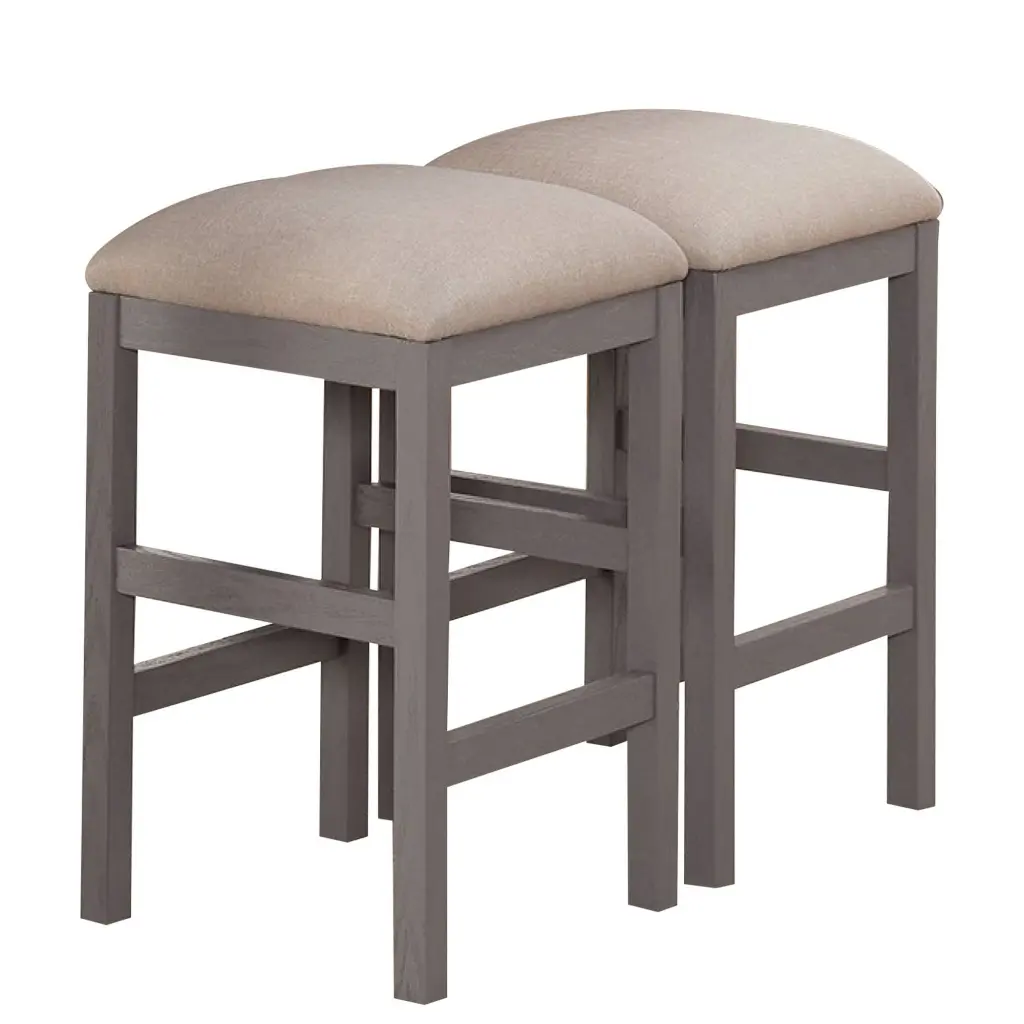 Set 2 24 Inch Wood Counter Stools Cushioned Farmhouse Design Gray royal hampton