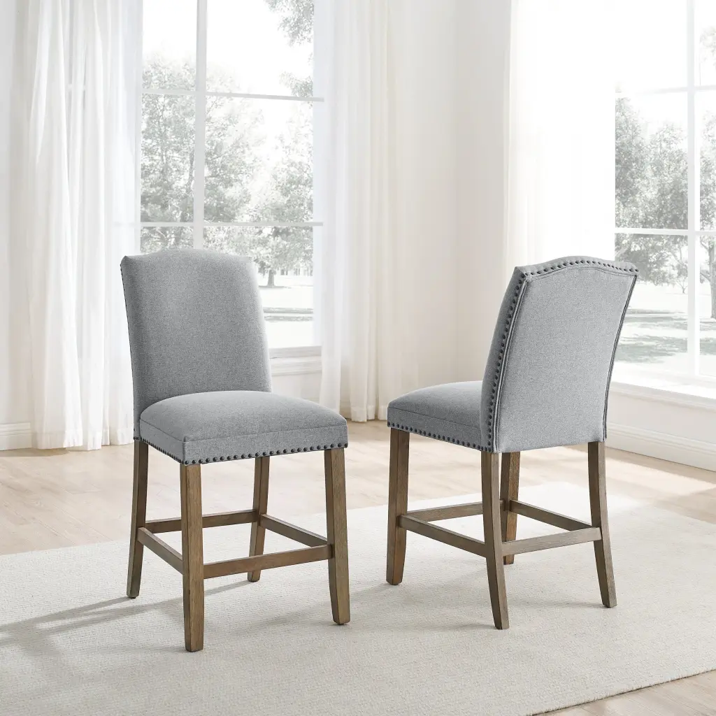 Grayson Counter Chair Set 2 Dark Gray Timber Frame steve silver furniture