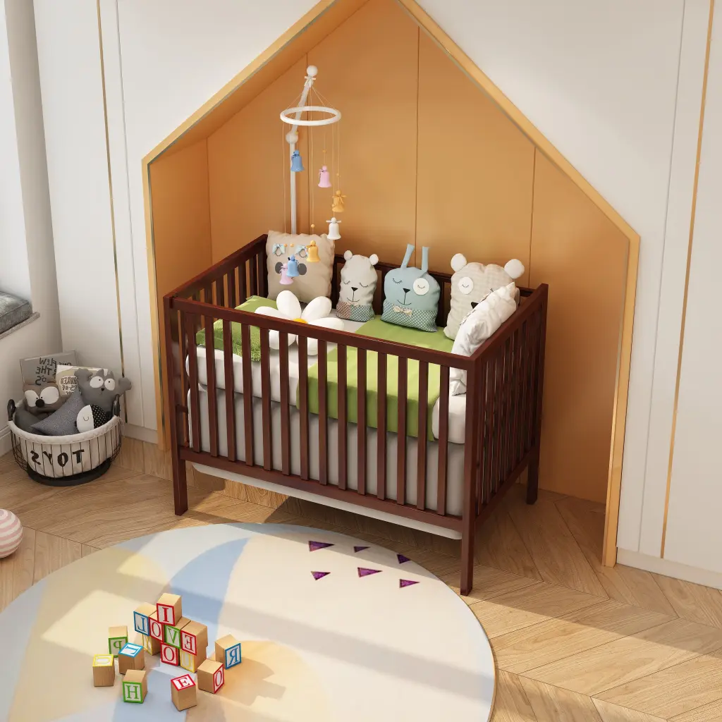 5 1 Convertible Crib - Transforms from Baby Crib to Toddler Bed haolong