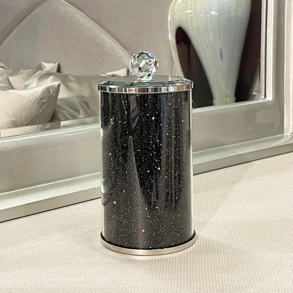 Ambrose Exquisite Crystal Canister Gift Box Black Crystal Home Decor furnings