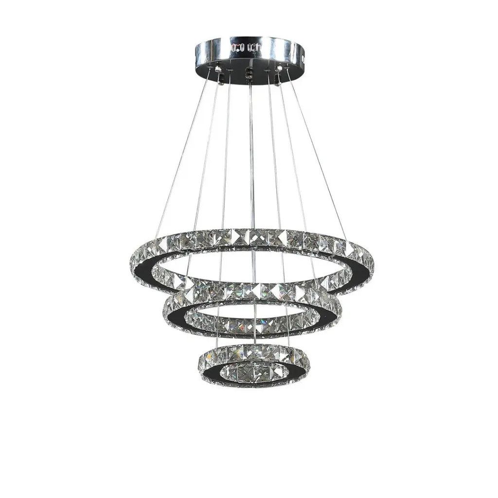 11.8 to 47.2 Inch Customizable Height Alva Large Triple Hoop Modern Crystal Chandelier california home