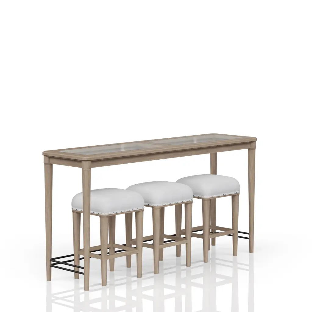 Frosted Crystal Console Table 3 Stools Sand Solid Timber MDF Crystal Top ihomefurnishings