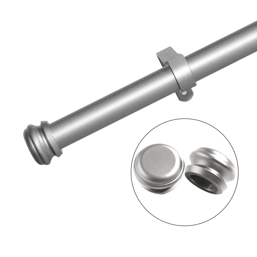 Window Single Curtain Rod - Customizable Dimensions 88 to 132 Inches - Shiny Metal lordear