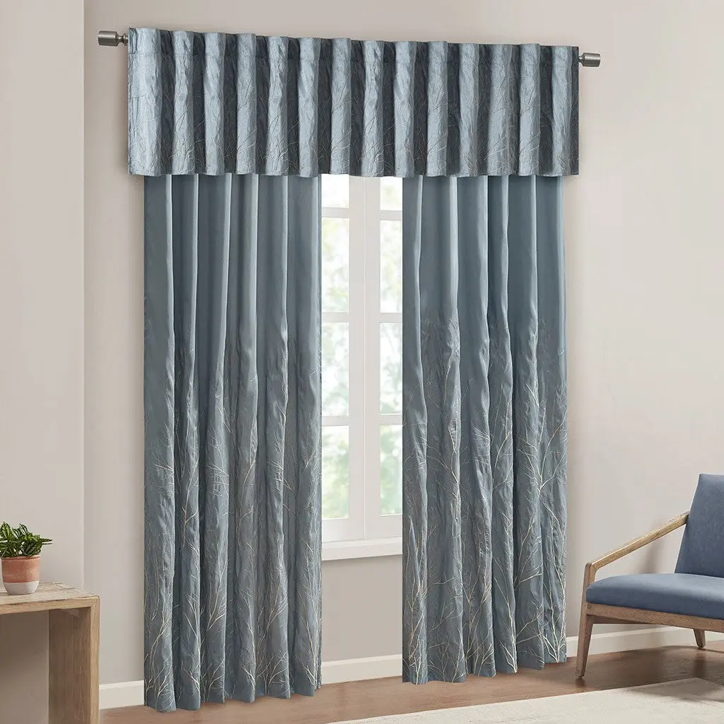 Blue Polyester Curtain Panel Single Piece Window Dressing jla