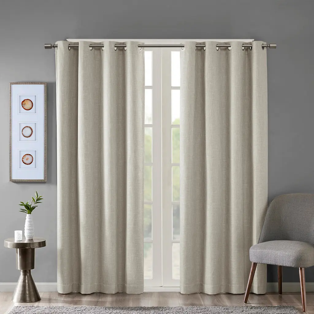 Printed Heathered Blackout Grommet Top Drape Panel Single Panel jla