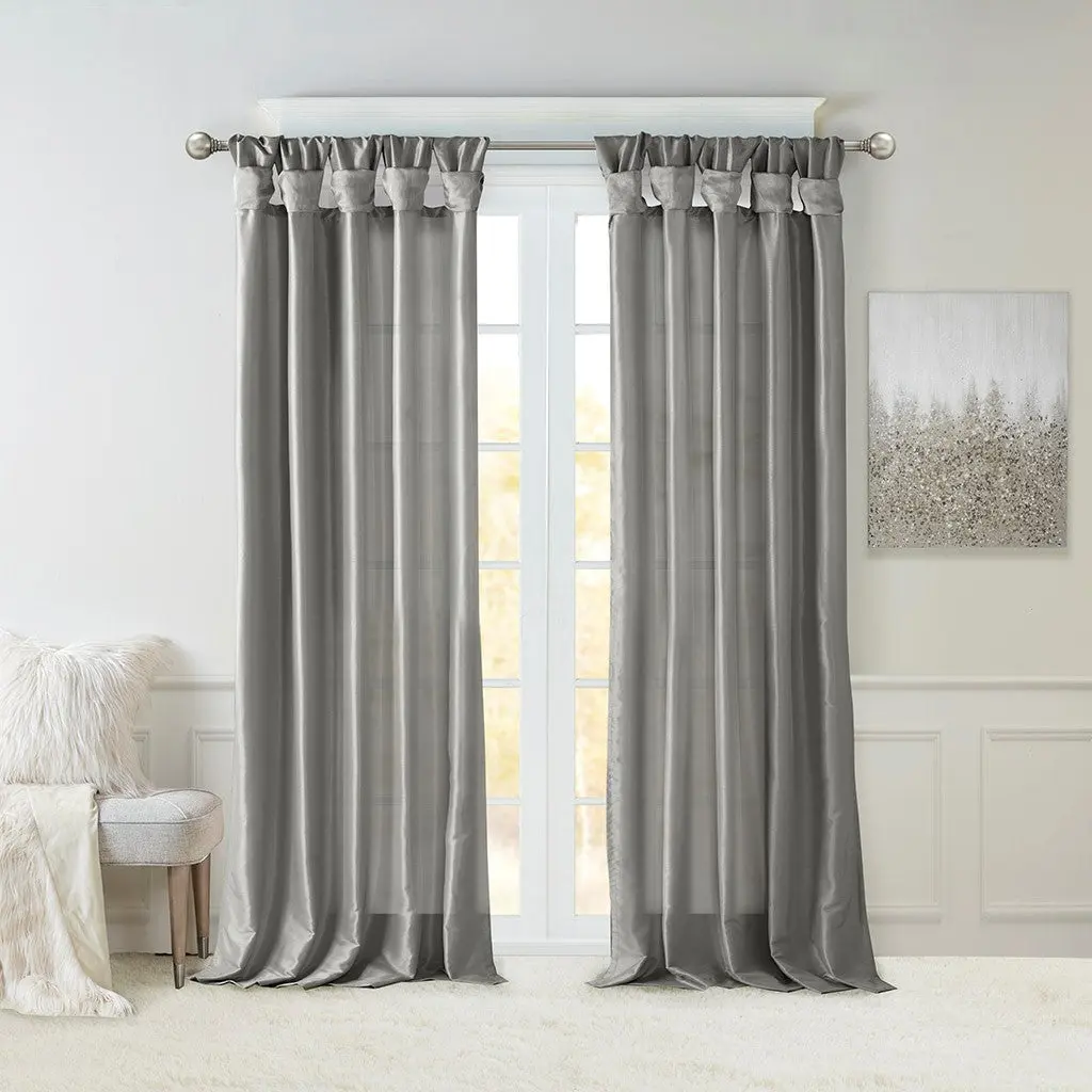 Twist Tab Lined Window Curtain Panel 1 Piece Charcoal Polyester Blackout Curtain jla