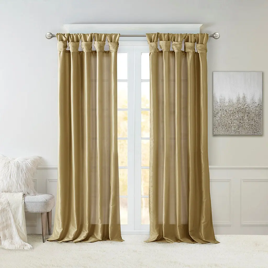 Twist Tab Lined Window Curtain Panel 1 Pc Metal Alloy Polyester Blackout Curtain jla