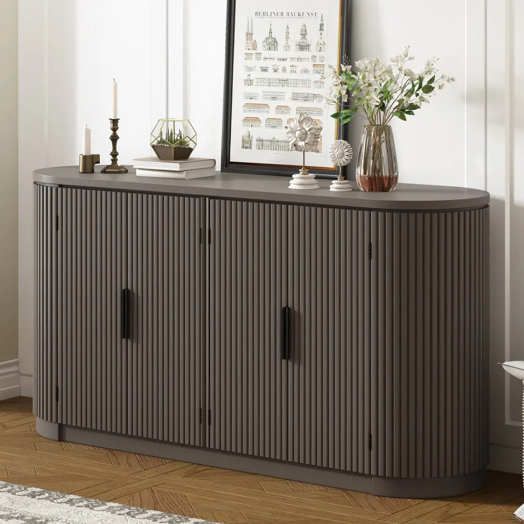 Vertical Striped Door Storage Cabinet Metallic Handles Customizable Any Room u_style