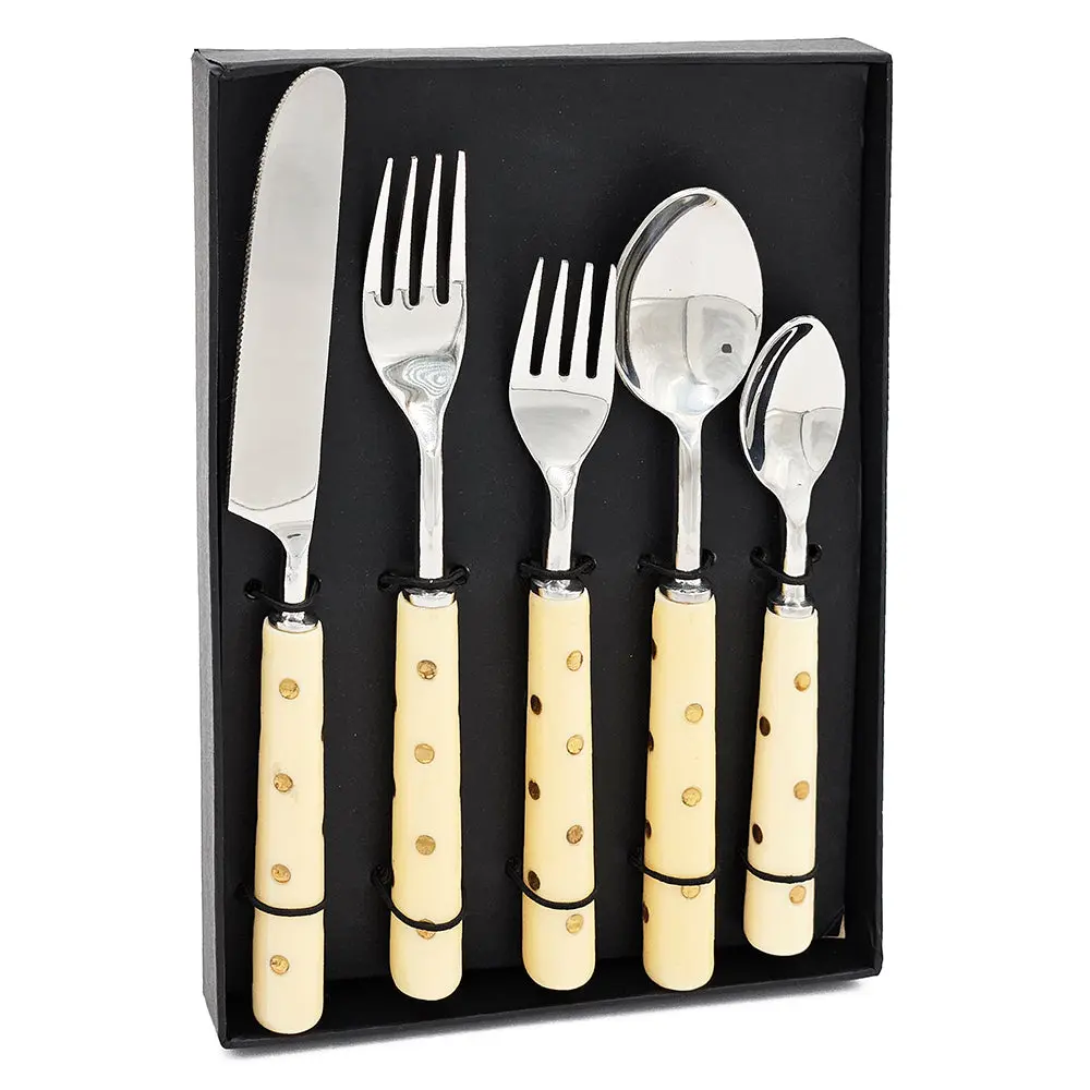 S 5 Piece Cutlery Set Box Multicolor Alloy Metal Utensils evergreen decor