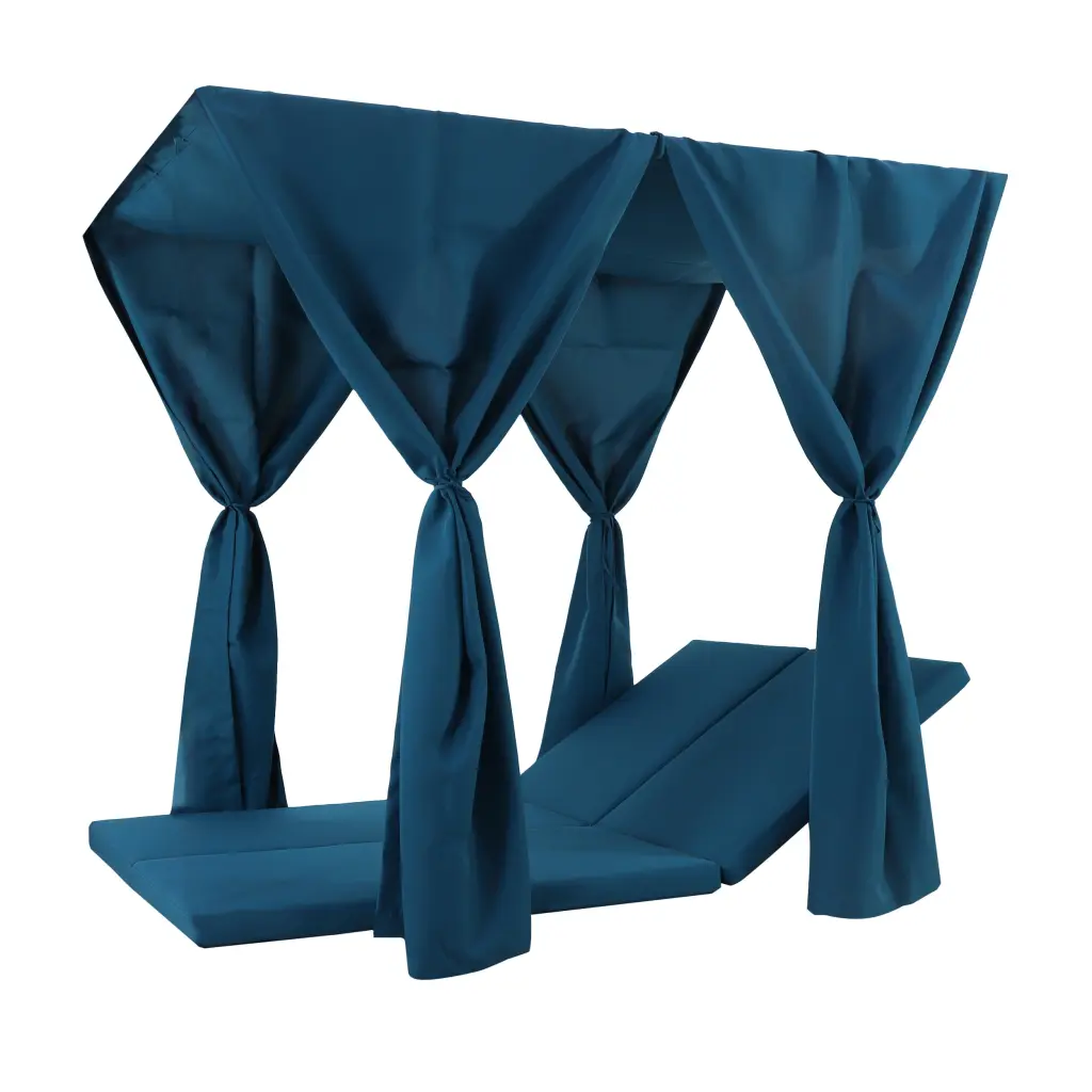 Kenzie Daybed Cushion & Drape Blue Water-Resistant Fabric Cover nh-purenest